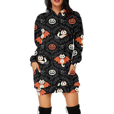 Pumpatryckt Hoodie För Damer Halloween- Printed Print