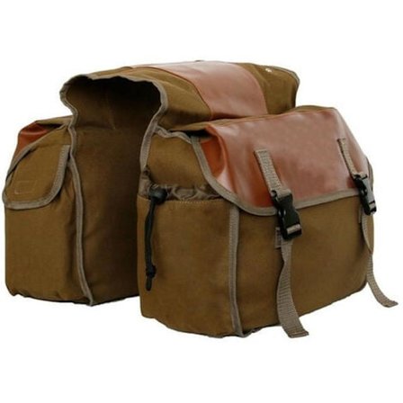 Retro sykkelveske bagasjebrett dobbel bakseteveske sykkel motorsykkel khaki- Perfet