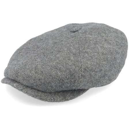 Stetson - Grå flatcap Keps - 6-panel Cap Herringbone Grey Herringbone Flat Cap @ Hatstore