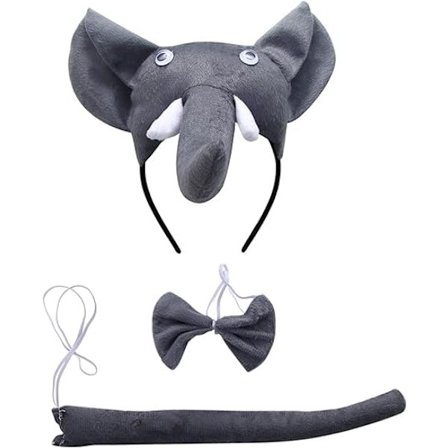 Kostymset med tecknade djur - Örondiadem, fluga och svans