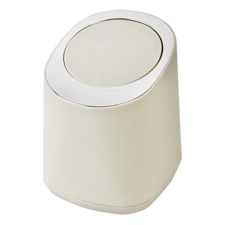 Bordskorg Papperskorg Plast Minimalistisk Design Mini Tryckbord Rund Papperskorg för Kontor Beige