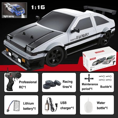 1:16 Ljus Spray Fjärrkontroll Bil GTR Sportbil 4WD Höghastighets Drift Rc Bil 2.4G Trådlös Fjärrkontroll Leksaksbil Barnleksaker