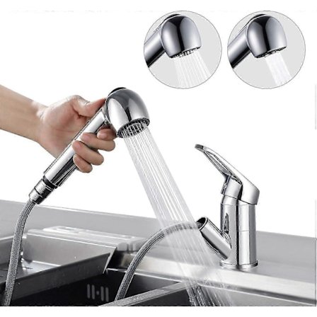 Keittiöhana ulosvedettävällä suihkulla 360° kääntyvä keittiöhana 2 toiminnolla Yksiotteinen krominen keittiöhana - Perfet