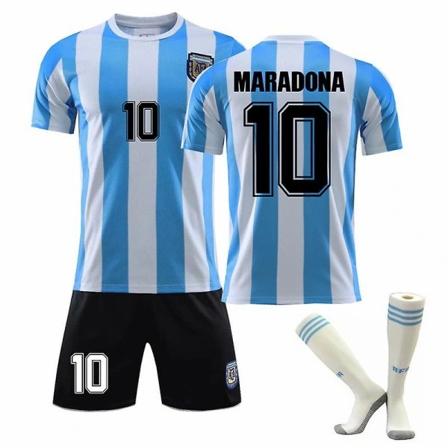 VM 1986 Argentina Maradona nr 10 Retro fotbollströja set Kids 18(100-110cm)