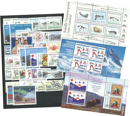 Grønland - 41 frimærker og 3 miniark 1991-1994 - Postfrisk