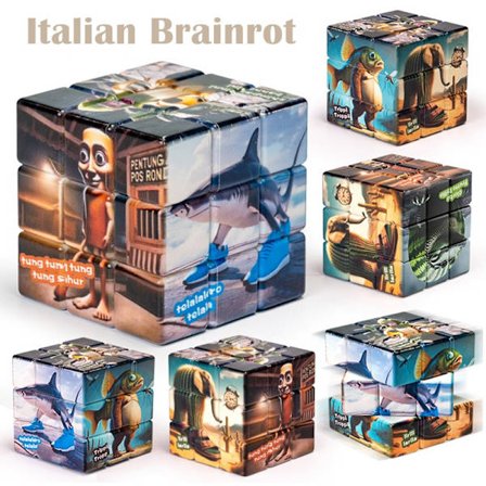 Kreativ italiensk Brainrot Tema Rubiks Cube Tung Tung Tung Sahur AI Meme 3x3 Puzzle Cube Hjernetræning Pædagogisk Legetøj