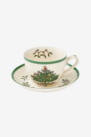 Spode - Tekopp med fat Christmas Tree 20 cl - Hvit - Kopper & krus - Fra Homeroom