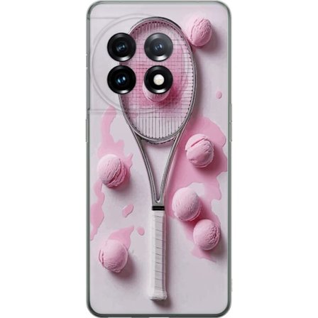 Kompatibel Mobilcover til OnePlus OnePlus 11 Rosa glaskugler og tennisketsjer i et kreativt stillbillede med legende popfølelse og moderne design, de