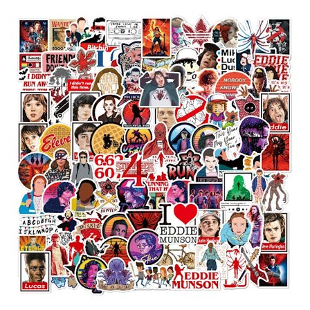 100 stk. amerikanske TV-serier Stranger Things morsomme klistremerker