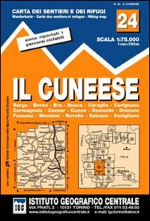 Carta n. 24 Il cuneese 1:75.000. Carta dei sentieri e dei rifugi NA