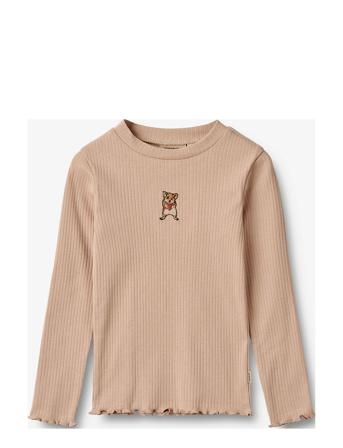 T-Shirt L/S Louann Tops T-shirts Long-sleeved T-shirts Beige Wheat