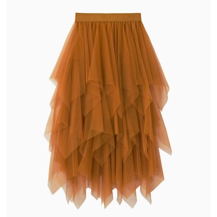 Kvinnor Tyllkjol Elastisk midja Mesh lång stycke kjol