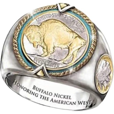 Bisonring, Punk Buffalo Ring för Män, Viking Bull Ring Oxhuvudring för Pojkar Gothic Bison Ring Retro Vintage Rock Buffalo Smycken, Bison Totem Ring