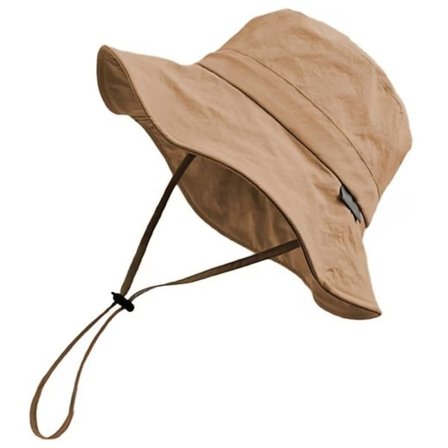 Vandtæt solhat unisex, solhat med bred skygge - fiskerhat med hagestrop 56-60 cm til sommeraktiviteter