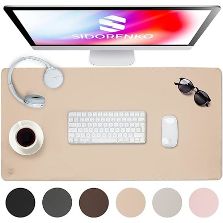 1kpl PU-nahkainen työpöydän alusta - 80 x 40 cm - Beige - ommellulla reunalla [GKS]