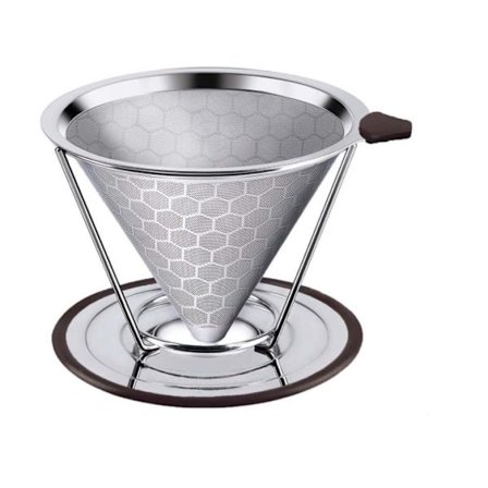 Gjenbrukbare kaffefiltre, permanentfilter i rustfritt stål - Dobbeltlags presisjonsfilterholder - Håndholdt kaffefilter - Metallkonisk kaffedrypper 