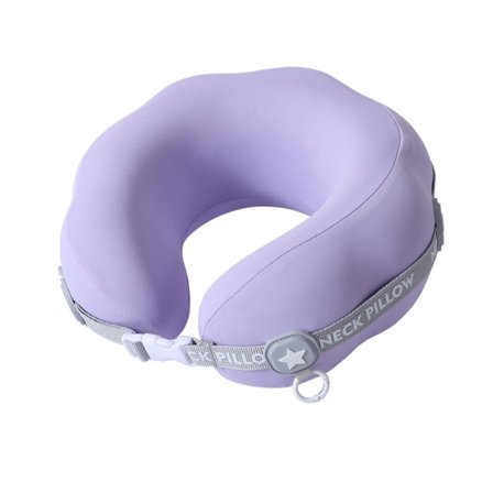 Flower U-Shaped Memory Foam Neck Pillow med lilla cloud øjenmaske - bærbar rejsehalsstøtte Purple