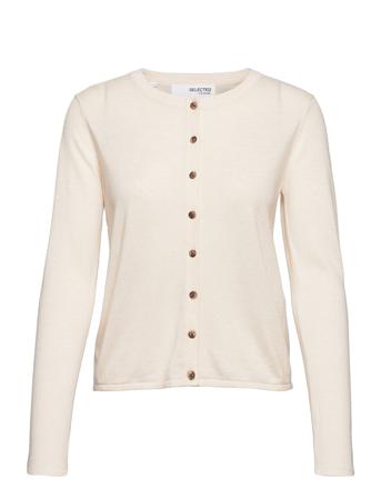 Slflydia Ls Knit Cardigan Stickad Tröja Cardigan Creme Selected Femme