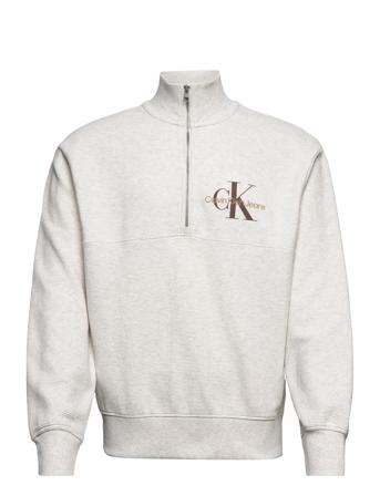 Monologo Waffle Half Zip Hwk Knitwear Half Zip Pullover Grå Calvin Klein Jeans
