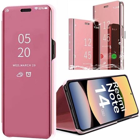 Beskyttelsesetui - E.F.CONNECTION - Til Xiaomi Redmi Note 14 5G - Spejleffekt - Forstærket Beskyttelse - Rosa