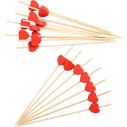 100 Counts Red Heart Cocktailsticks, 12 Cm