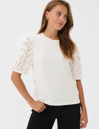 Kaffe Kalinda Frill T-Shirt - White - L