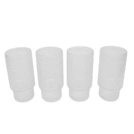 4-delt vintage høyt stablebart drikkeglasssett for iskaffe, juice, øl, 33 cl Polkadot-glass