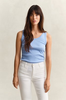 GANT - Ribbestrikket singlet til dame hydrangea blue