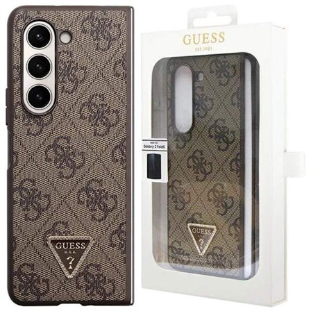 Guess Leather 4G Triangle Strass-deksel til Samsung Galaxy Z Fold 5 - Brun