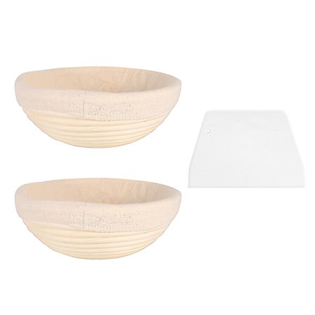 Rundt sett, 2 gjærkurver for brød og brød H, Bton Ing-kurv med lininnlegg, gjør