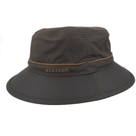 Stetson - Brown - bucket - Hat - Waxed Cotton Brown Bucket - Hatstore