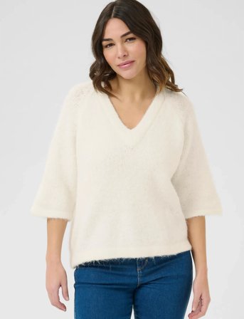 Kaffe Kaemilie V-Neck Pullover - White - M