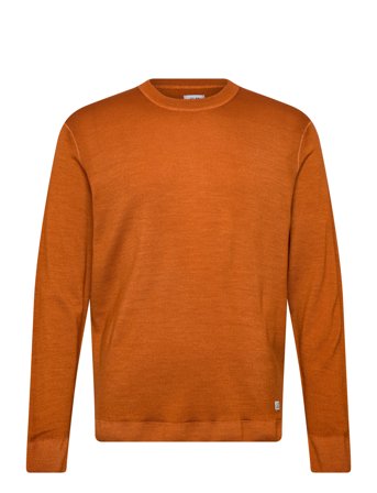 C.P. Company Merino Wool Fast Dyed Crew Neck Logo Knit - Orange - L