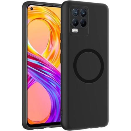 Svart silikonfodral för Realme 8 Pro med Matte Metal Circle Svart