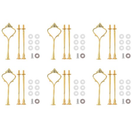 Set med 6 ställningsdelar för tårtställ, 3-vånings tårtställ, ställningsdelar för bröllop och fest