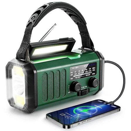 XSY330 Udendørs Solcelle Håndsving FM AM WB Radio LED Lys 10000mAh Powerbank