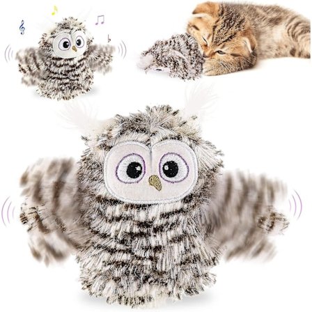 Interaktive klappende vinger ugle katteleker, fuglelyd katteleker med kattemynte F