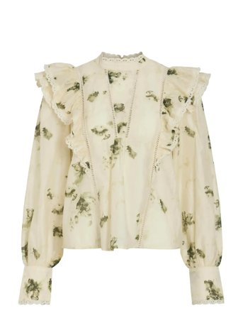 Viremo L/S Frill Top Cream Vila