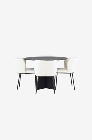 Venture Home - Matgrupp Bootcut med 4st stolar Edina - Svart - Matgrupper - Från Homeroom