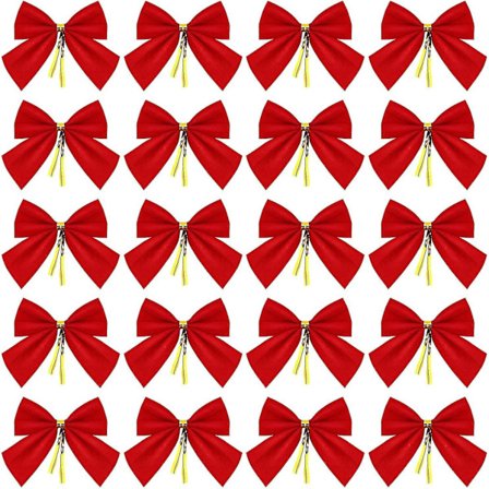 144 stk. Mini Juletræspynt 6cm Bue Rød