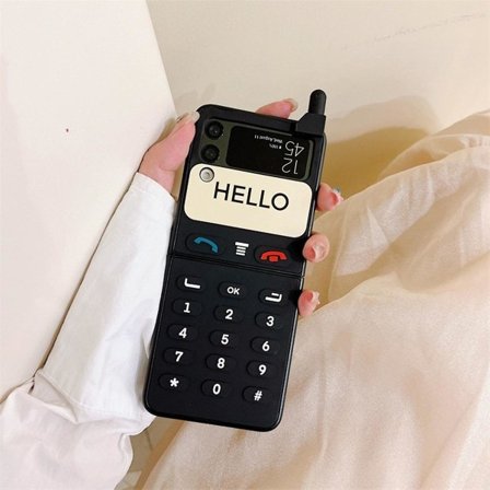 Game Boy-fodral kompatibelt med Samsung Galaxy Z Flip 4 Lyx 3D-tangentbord Hårdskal Svart För Galaxy Z Flip 4 Svart