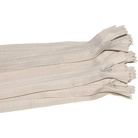 Osynliga blixtlås för sömnad, nylon spole dolda blixtlås för skräddarsydda sömnadsarbeten, paket med 20 (16 tum, beige)