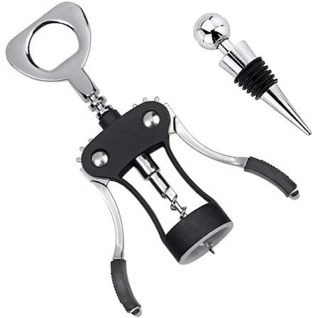 Multifunksjonell vinkorketrekker vinåpner for alle korkede og ølflasker, servitører - Svart【PL】