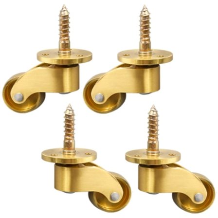 Sæt med 4 massive messing universelle hjul 360 drejelige møbelhjul