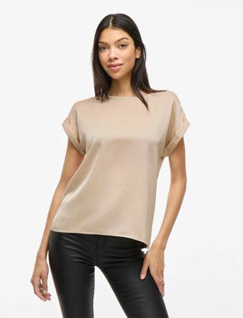 Vila Viellette S/S Satin Top - Noos - Cream - 44