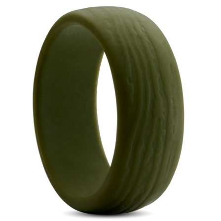 Anillo de silicona verde oscuro con textura de corteza for Men