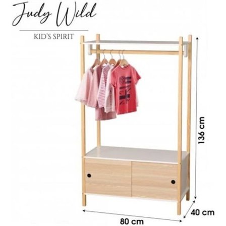 Portant DREAM i Trä Garderob Barnrum Möbel Skåp med 2 Skjutdörrar – 80 x 40 x H.136 cm