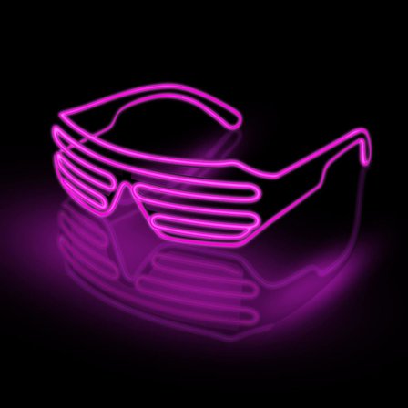 (Pink) Neon Rave Briller El Wire Blinkende LED Solbriller Lys Op
