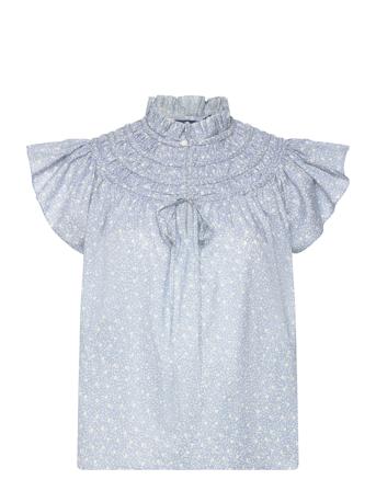 Floral Cotton Voile Blouse Tops Blouses Short-sleeved Blue Polo Ralph Lauren