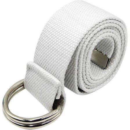 Lærred mesh dobbelt D-ring ternet taljebånd sølvspænde lang bælte til kvinder, mænd, teenagere